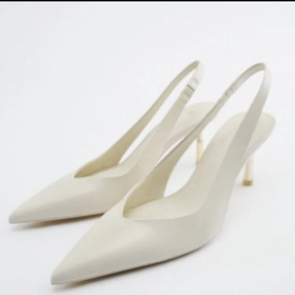Zara | Shoes | Zara Slingback Leather Heels Size 37 | Poshmark